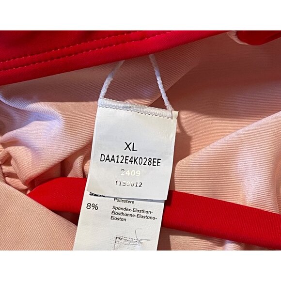 Cupshe Womens One Piece Swimsuit XL Red Square Neck Ruched Cutout Strappy - Picture 6 of 9